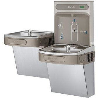 Elkay EZSTLDDWSVRSK | Wall-mount Versatile Bi-Level Bottle Filling Station | Filterless, Non-refrigerated, Vandal-resistant bubbler, Stainless Steel - BottleFillingStations.com