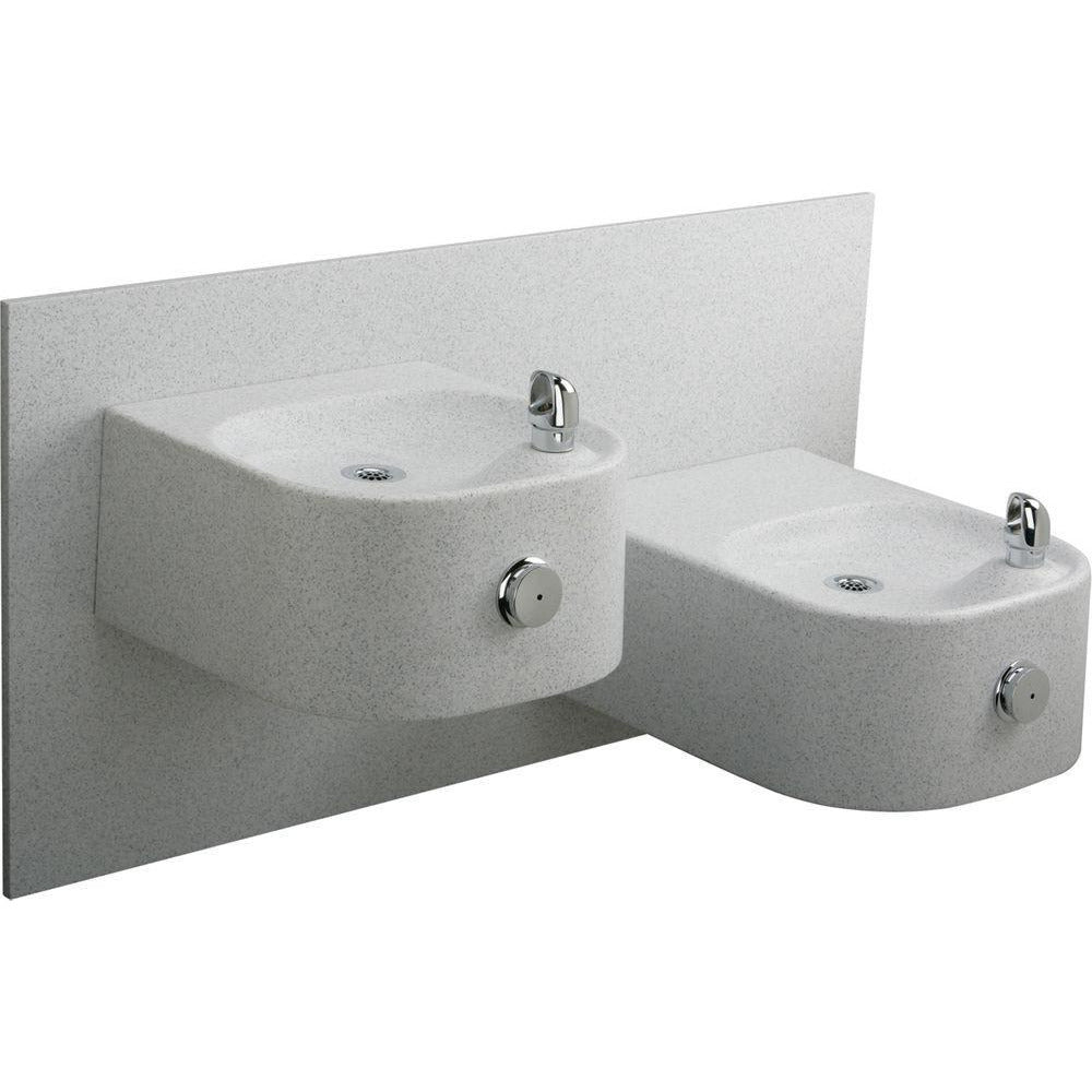 Elkay EDFPVR217RFPK | Bi-Level Soft-sides Drinking Fountain | Filterless, Non-refrigerated, Freeze-resistant, White granite - BottleFillingStations.com