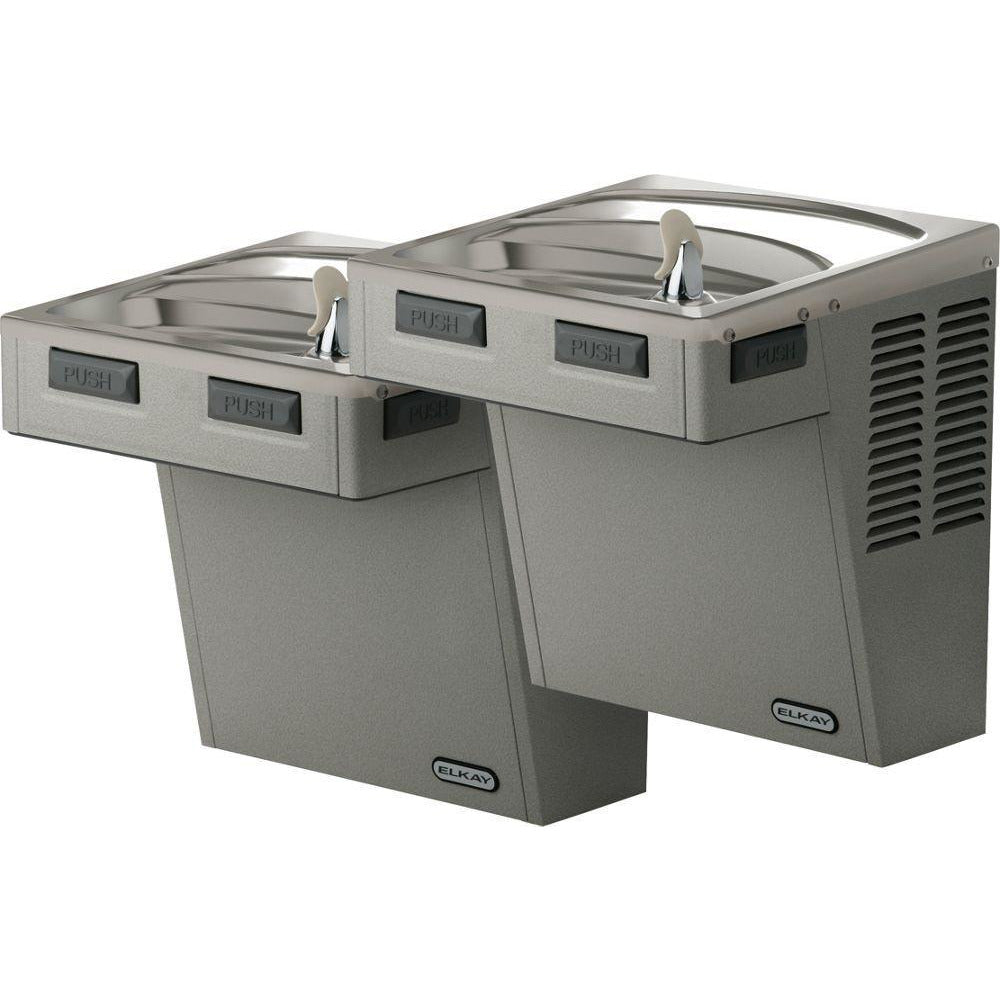 Elkay EMABFTLR8LC | Wall-mount  Bi-Level Drinking Fountain | Filterless, Refrigerated, Reversed fountains, EMAB-style, Granite Gray - BottleFillingStations.com