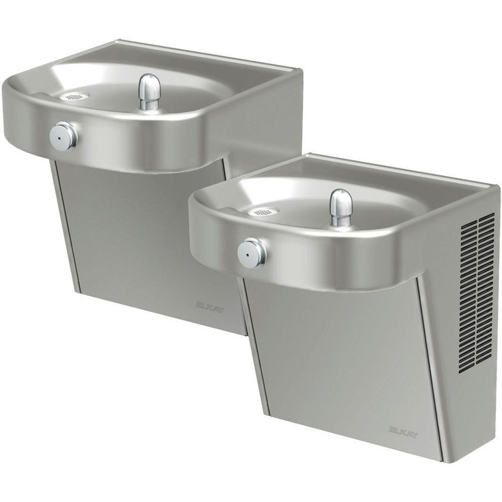 Elkay VRCHDTL8SC | Wall-mount Bi-Level Drinking Fountain | Filterless, Refrigerated, Fully Vandal-resistant, Stainless Steel - BottleFillingStations.com