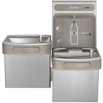 Elkay LZSTL8WSVRSK | Wall-mount Bi-Level Versatile Bottle Filling Station | Filtered, Refrigerated, EZ-style Fountains, Vandal-resistant bubblers, Stainless Steel - BottleFillingStations.com