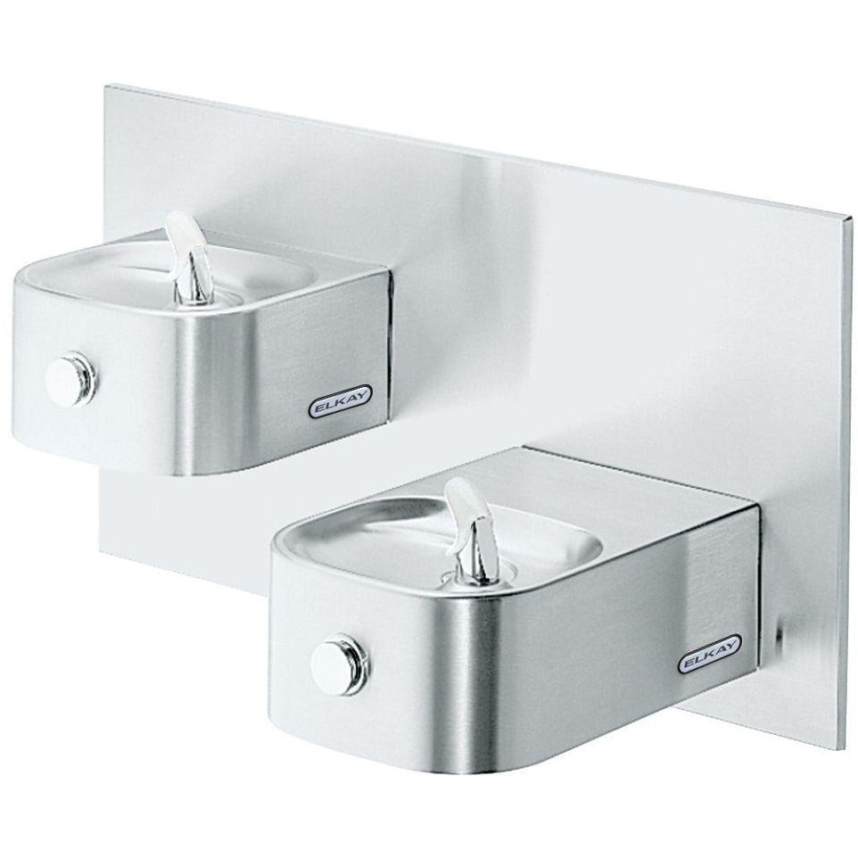 Elkay EDFP217FPK | In-wall Bi-Level Soft-sides Drinking Fountain | Filterless, Non-refrigerated, Freeze-resistant, Stainless Steel - BottleFillingStations.com