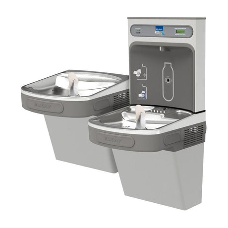 Elkay EZSTLG8WSLK | Wall-mount Versatile Bi-level Bottle Filling Station |  Filterless, High-efficiency chiller, EZ-style fountains, Granite Gray - BottleFillingStations.com