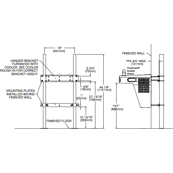 Elkay MLP100 | In-Wall Carrier | For use with single-level EZ; LZ; EMABF; LMABF; VRC; LVRC units - BottleFillingStations.com