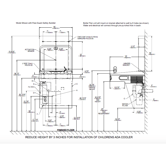 Elkay LZSTL8WSLP | Wall-mount Enhanced EZH2o Bi-level Bottle Filling Station | Filtered, Refrigerated, EZ-style fountain, Granite Gray - BottleFillingStations.com