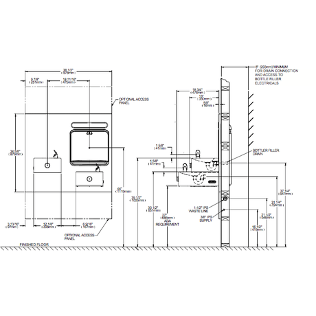 Elkay LZWS-EDFP217K | In-wall Bi-level Bottle Filling Station | Filtered, Non-Refrigerated, Soft-sides fountains - BottleFillingStations.com