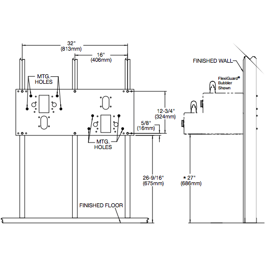 Elkay MPW200 | Bi-level In-Wall Carrier | For use with EDFP217; EDFPB117; EHW217 units - BottleFillingStations.com