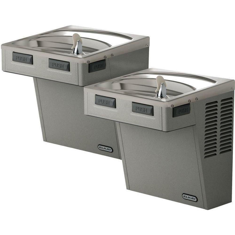 Elkay EMABFTL8SC | Wall-mount Bi-level EMAB-style Drinking Fountain | Filterless, Refrigerated, Stainless Steel - BottleFillingStations.com