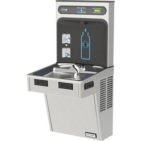 Halsey Taylor HTHB-HAC8SS-NF | Wall-mounted Bottle Filling Station | Filterless, Refrigerated, HAC-style drinking fountain, Stainless Steel color finish - BottleFillingStations.com