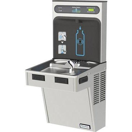 Halsey Taylor HTHB-HAC8SS-WF | Wall-mounted Bottle Filling Station | Filtered, Refrigerated, HAC-style drinking fountain, Stainless Steel color finish - BottleFillingStations.com
