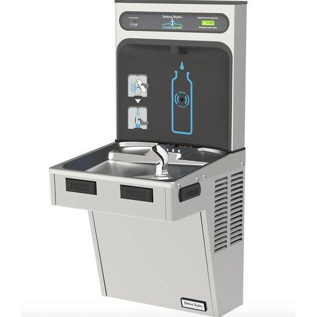 Halsey Taylor HTHB-HACG8SS-WF | Wall-mounted Bottle Filling Station | Filtered, High-efficiency chiller, HAC-style fountain, Stainless Steel color finish - BottleFillingStations.com